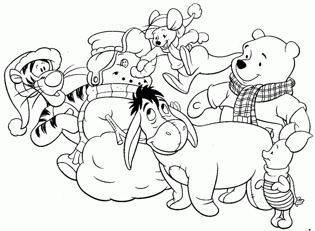 Winnie Pooh Navidad para colorear e imprimir