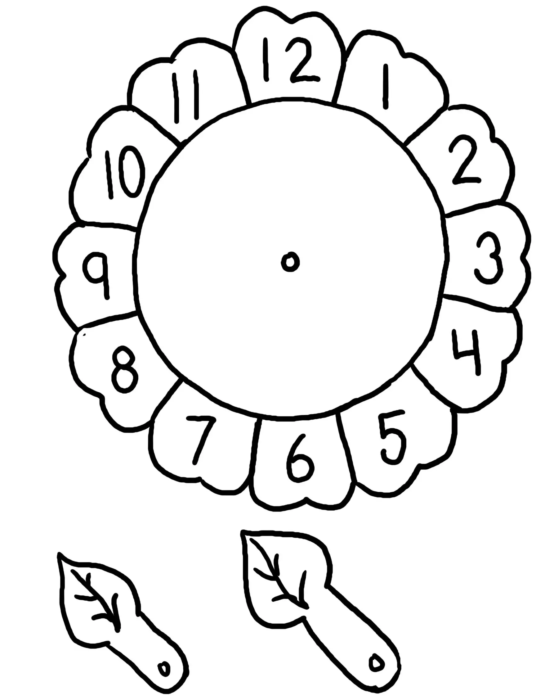 Dibujo de reloj en forma de flor para colorear