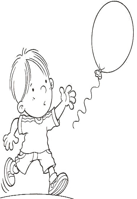 niños con globos para colorear 2