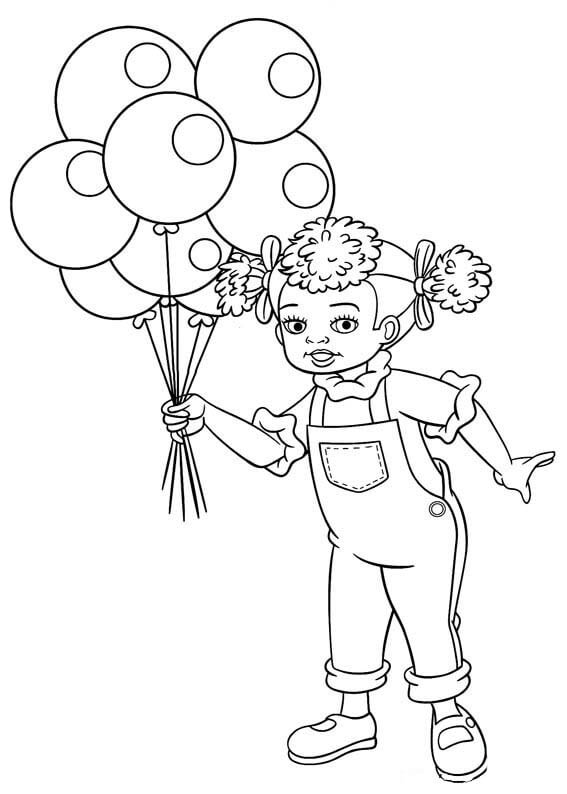 niños con globos para colorear 3