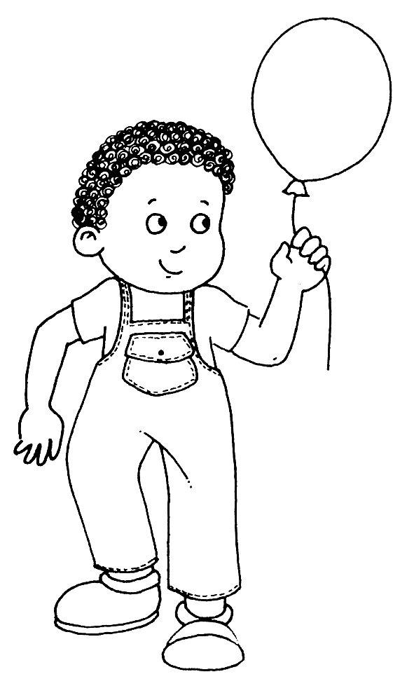 niños con globos para colorear 6