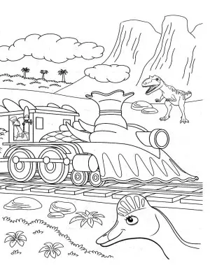 dibujo para colorear de dino tren