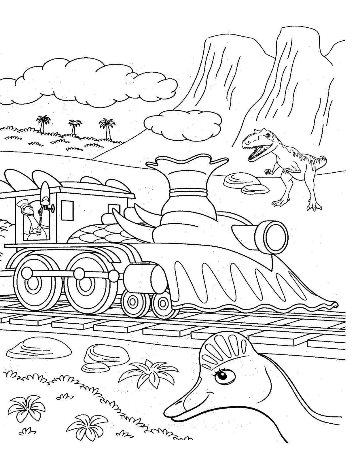dibujo para colorear de dino tren