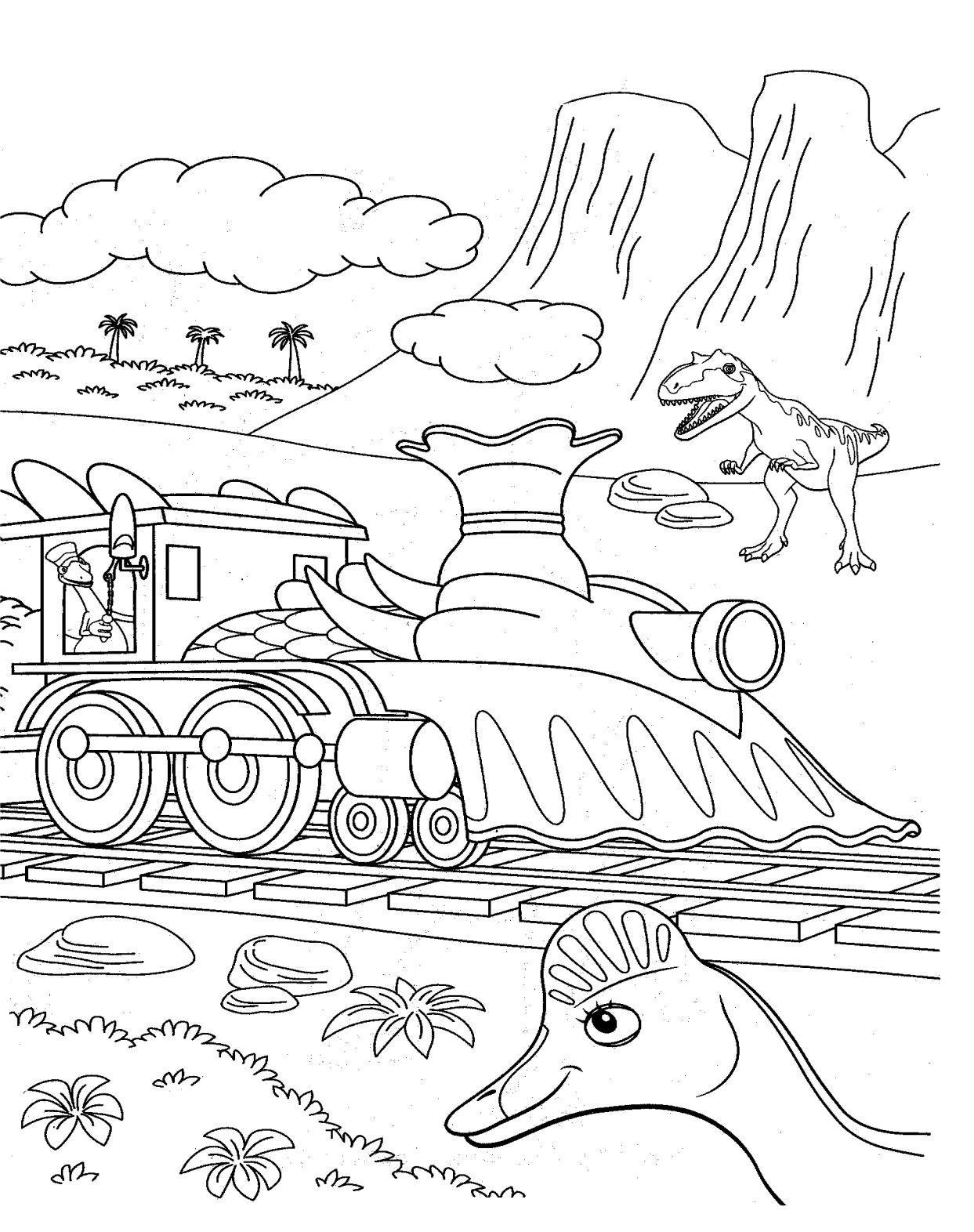 dibujo para colorear de dino tren