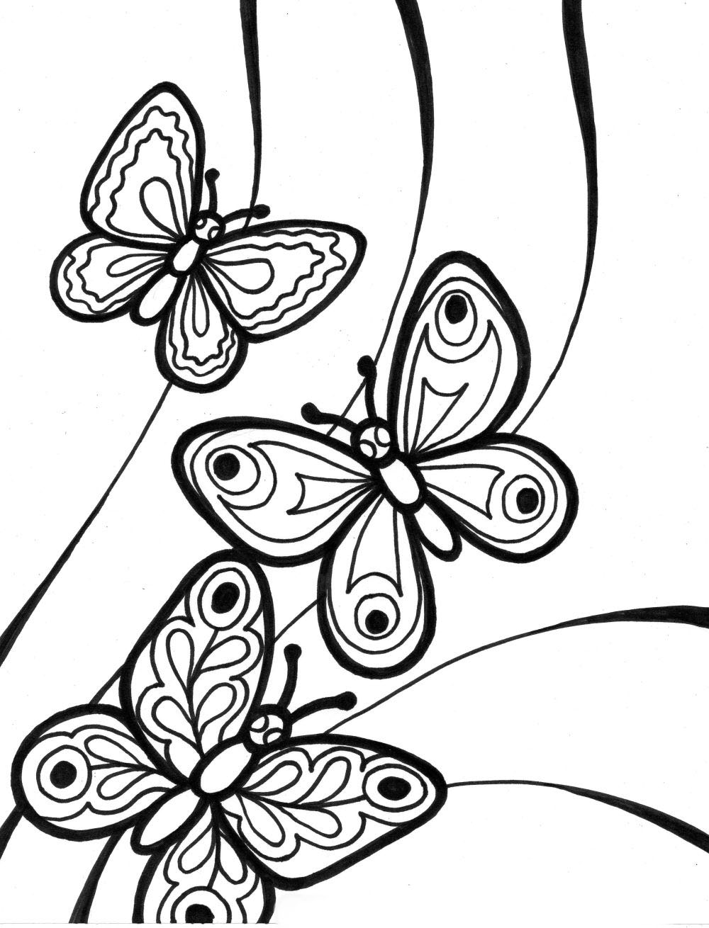 mariposas para colorear faciles