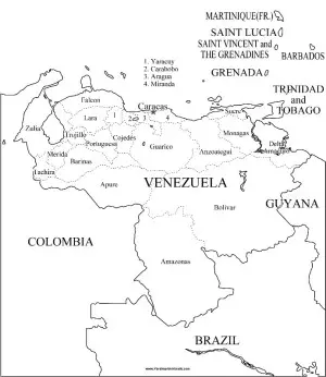 mapa de venezuela para colorear con los estados