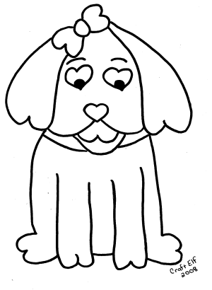 Hearts the dog coloring page
