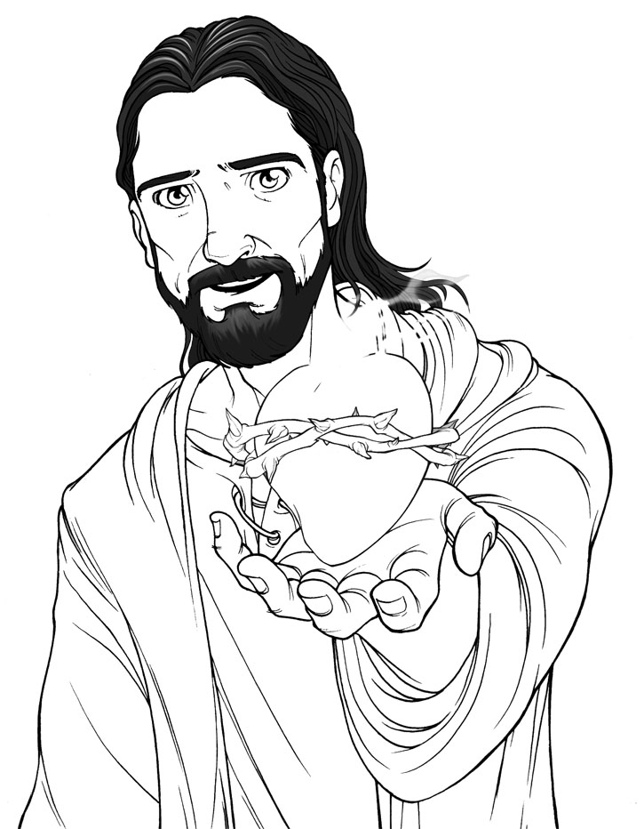 dibujo del sagrado corazon de jesus para colorear