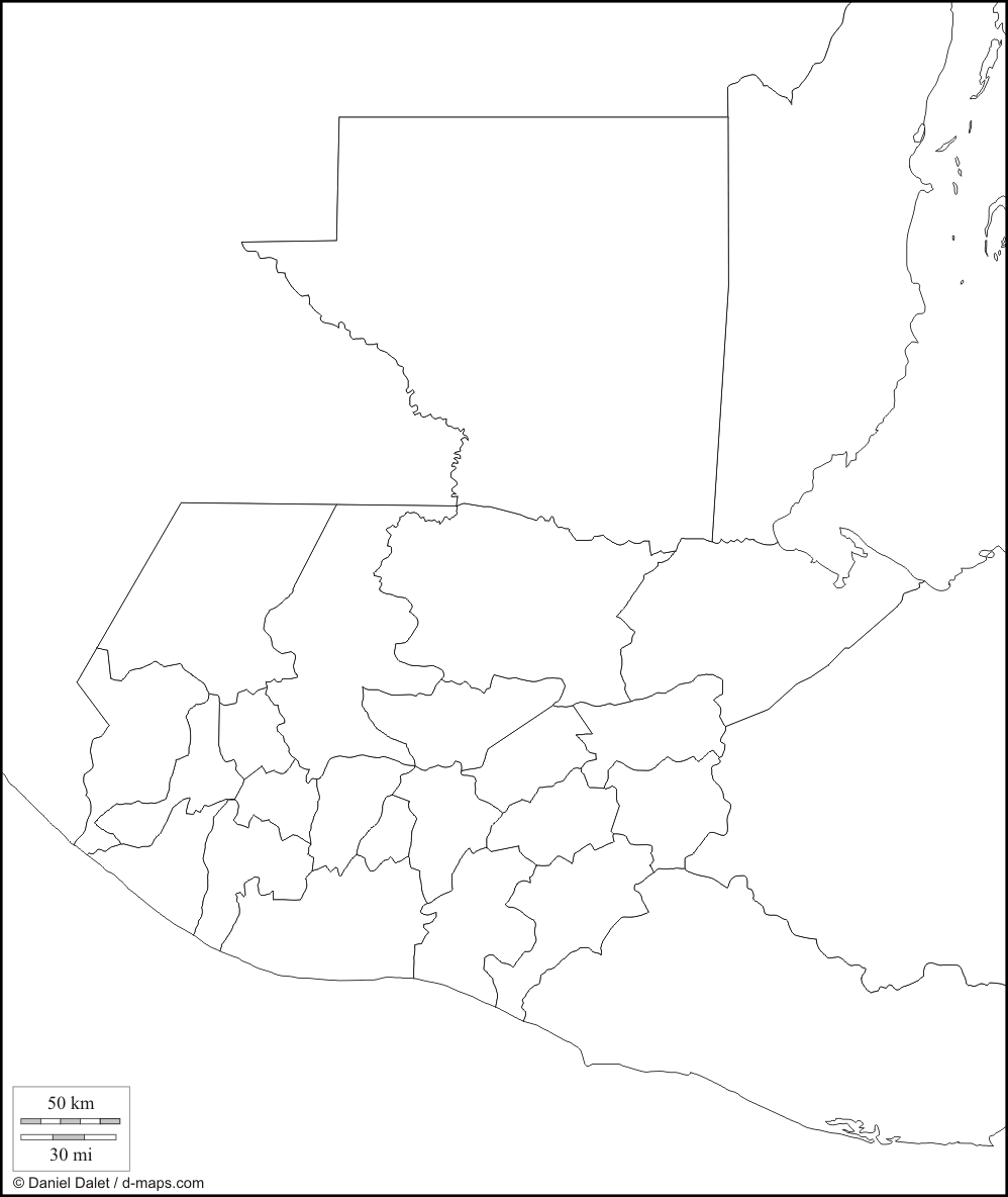 mapa de guatemala colorear