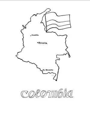mapa fisico de colombia para colorear