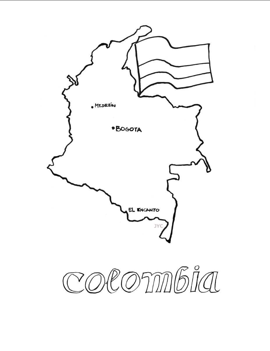 mapa fisico de colombia para colorear