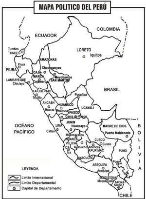 mapa politico del peru para colorear