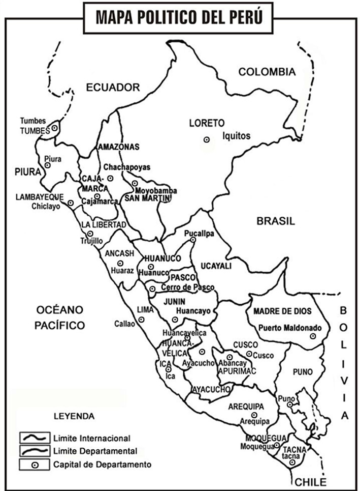 mapa politico del peru para colorear