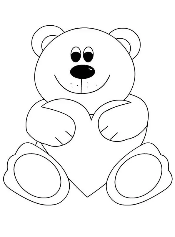oso con corazon para colorear 1