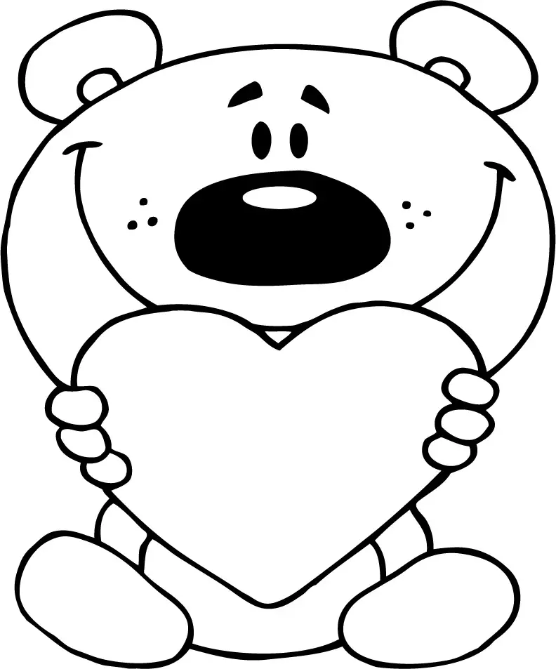 oso con corazon para colorear 3