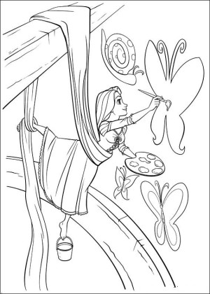 Rapunzel para colorear, pintar e imprimir