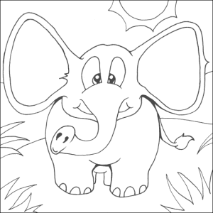 dibujo para colorear de un elefante