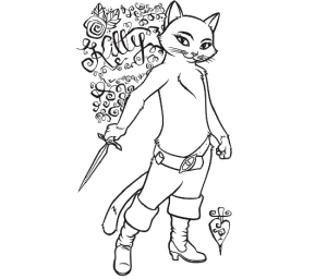 gato con botas para dibujar