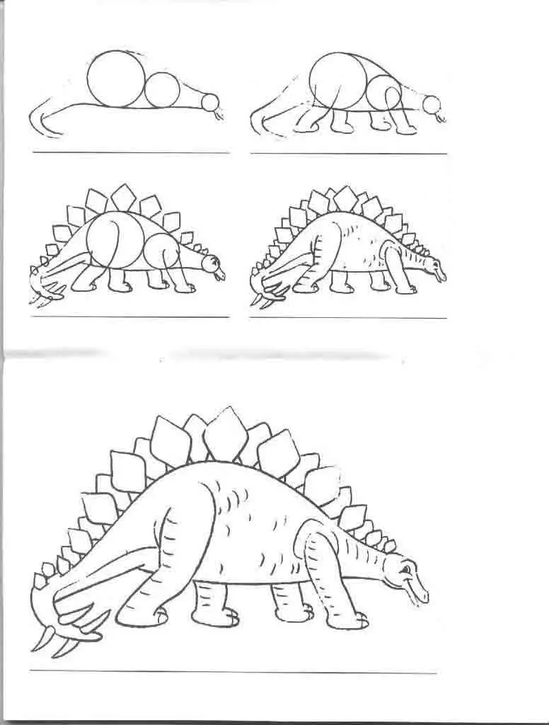 como dibujar dinosaurio