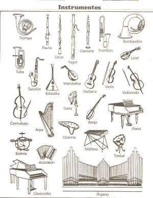 Instrumentos musicales para colorear y pintar