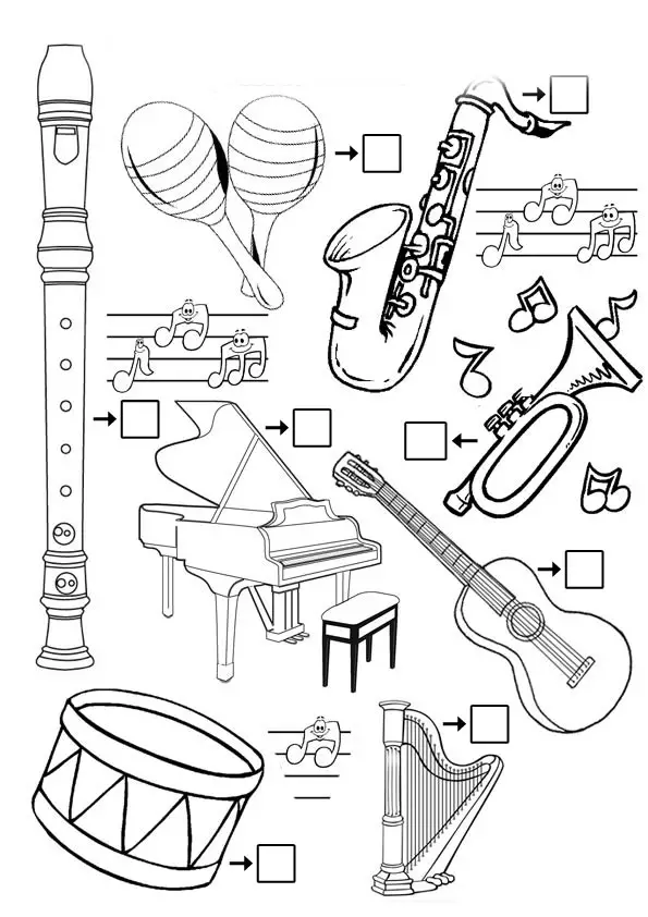 dibujos para colorear de instrumentos musicales