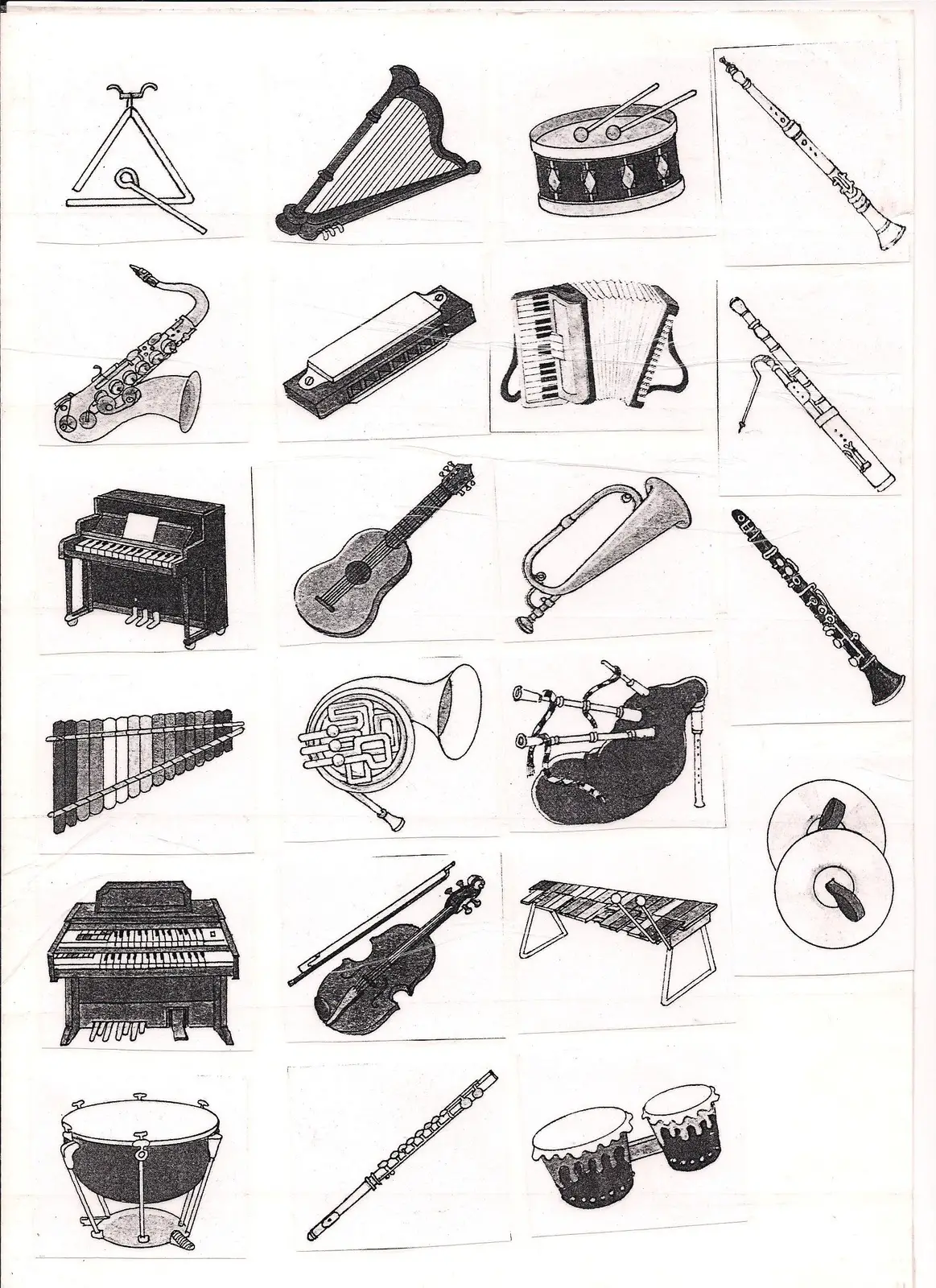 imagenes de instrumentos musicales para colorear