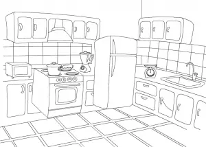 como dibujar una cocina