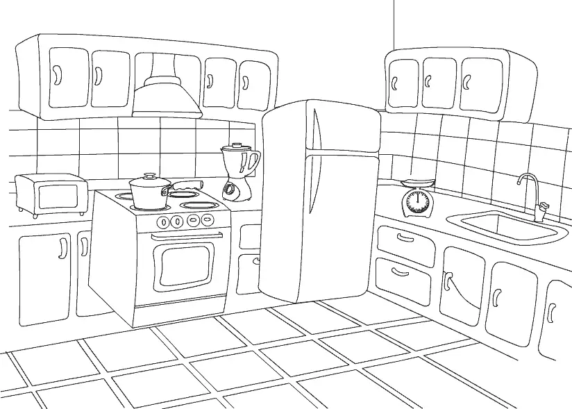 como dibujar una cocina
