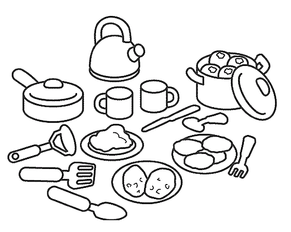 dibujos para colorear utensilios de cocina
