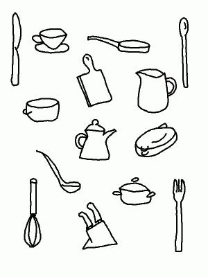 Dibujos para colorear de utensilios de cocina