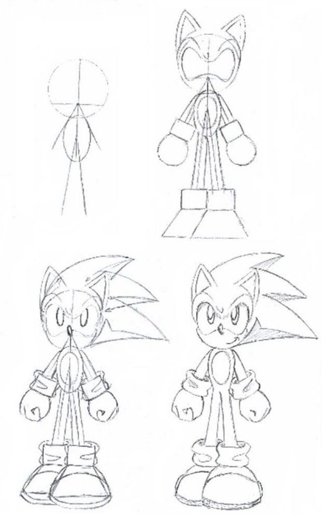 como dibujar a sonic