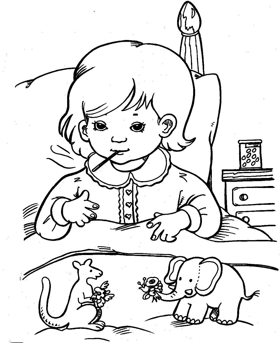dibujos de ninos enfermos para colorear