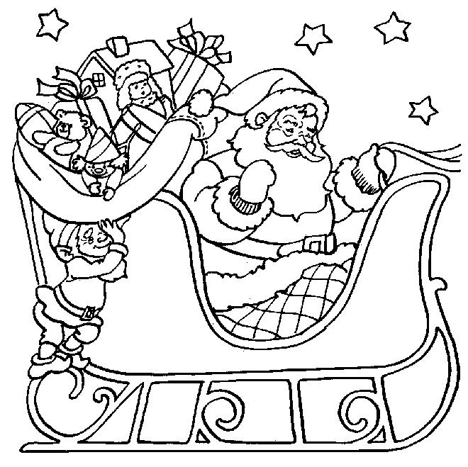 papa noel en trineo para colorear