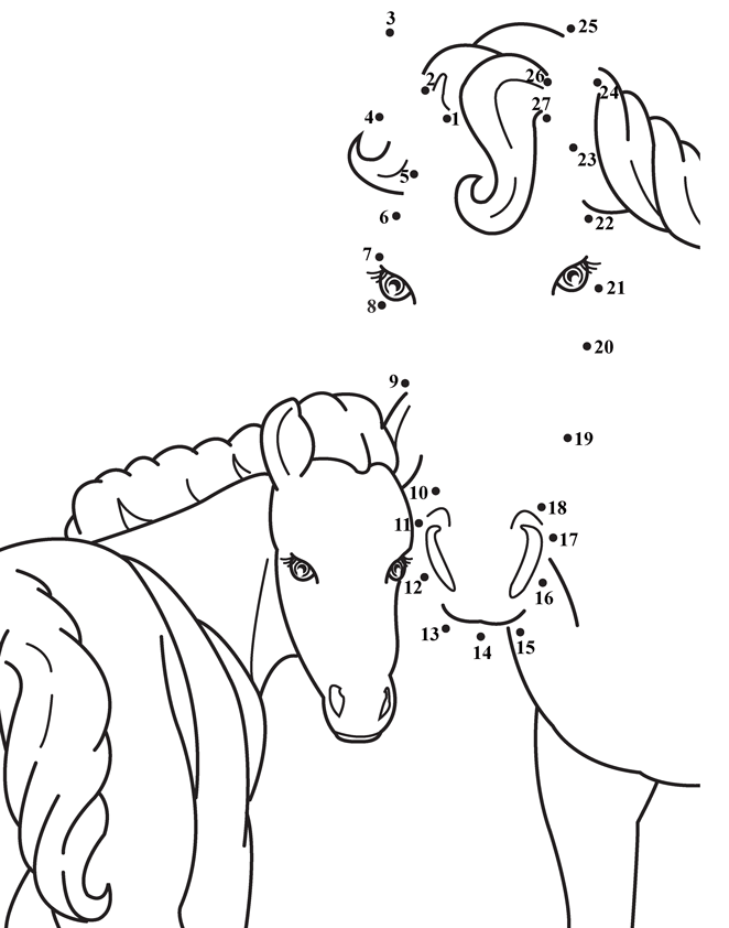 colorear con numeros un caballo 1