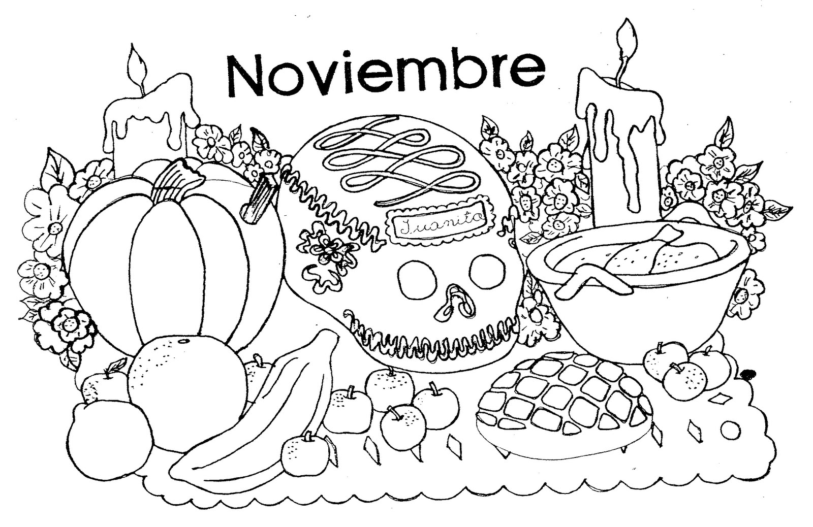 dibujo de dia de los muertos para colorear