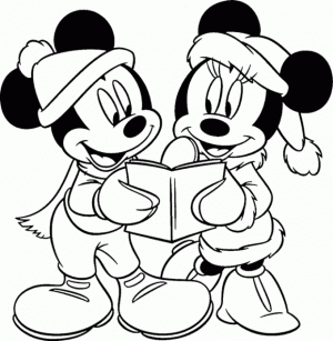 minnie y mickey navidad disney para colorear