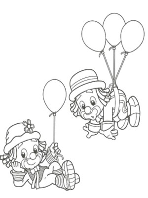 payaso con globos para colorear