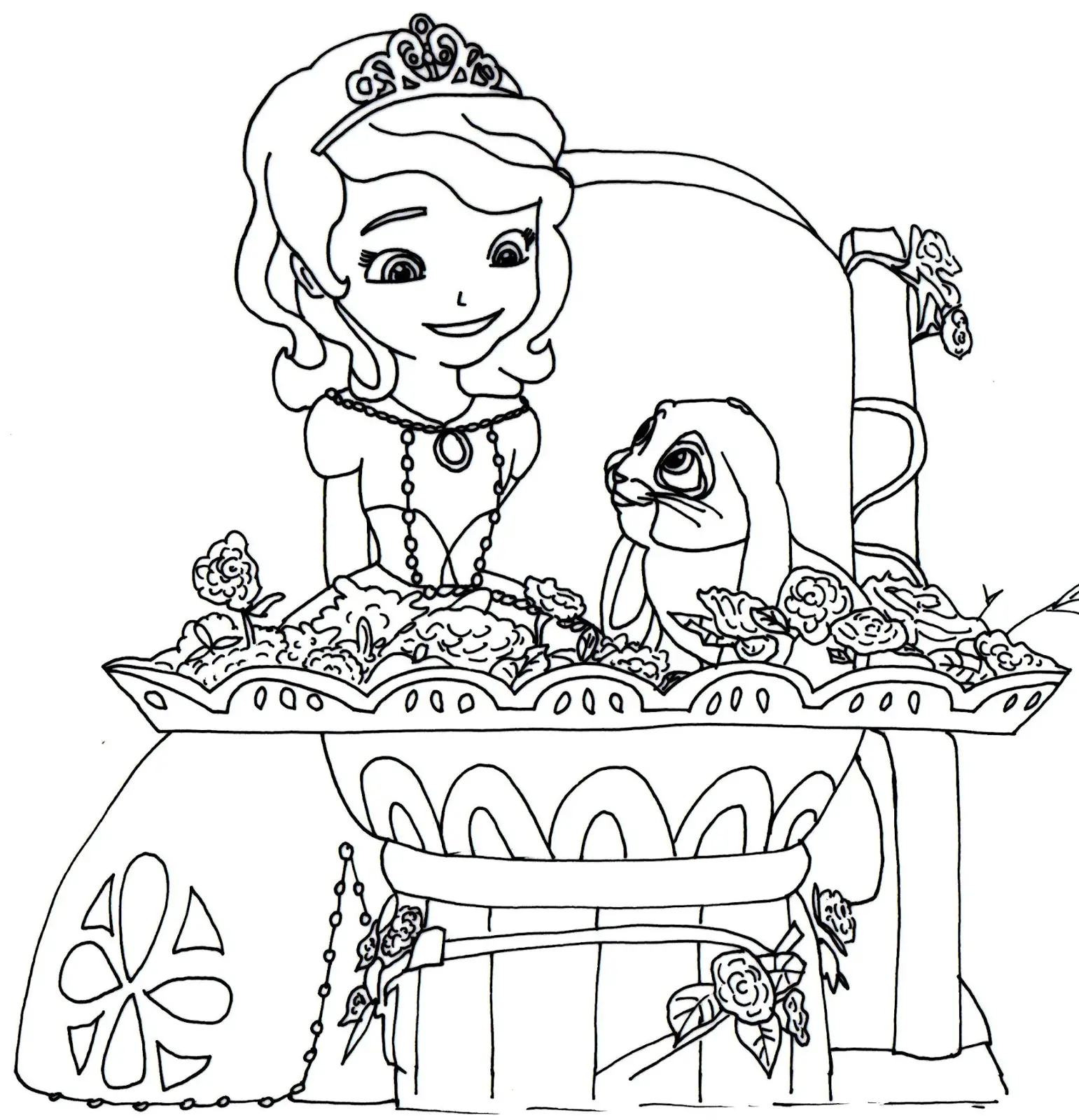 clover and sofia the first coloring page blue ribbon bunny