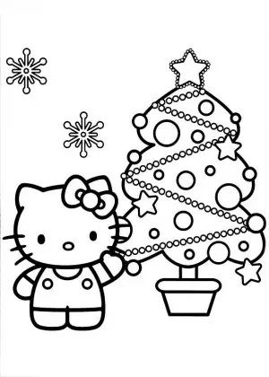 dibujo de navidad hello kitty para colorear