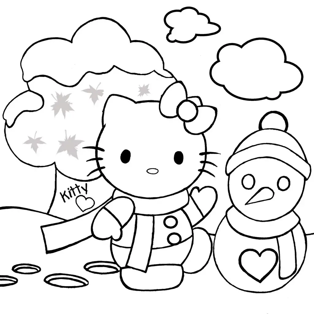 dibujo de navidad hello kitty para pintar