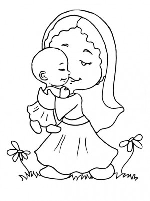 dibujos para colorear virgen maria