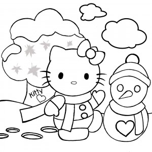 hello kitty dibujo de navidad para colorear