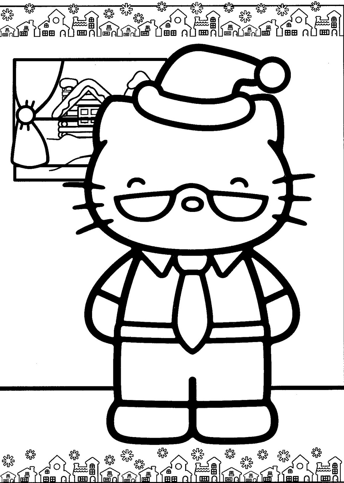 hello kitty dibujo de navidad para pintar