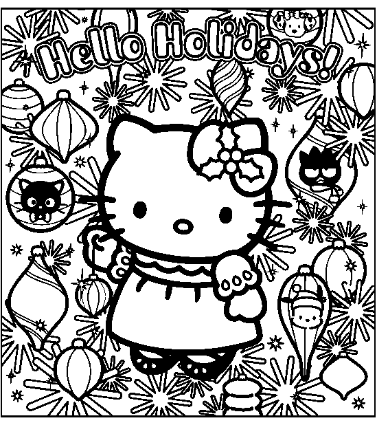 hello kitty imagenes de navidad para colorear
