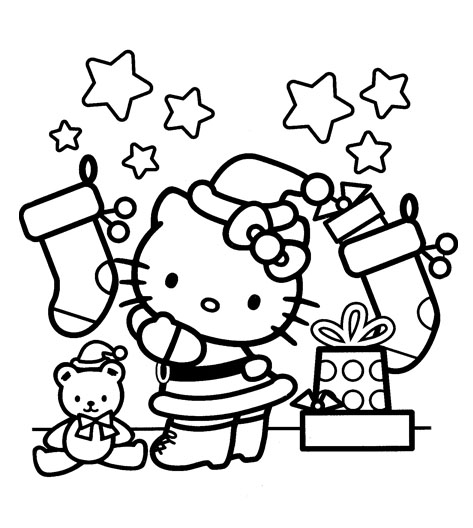 hello kitty navidad para colorear