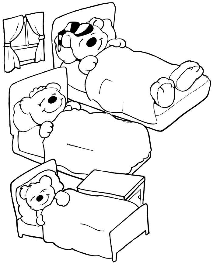 dibujo de una cama para colorear