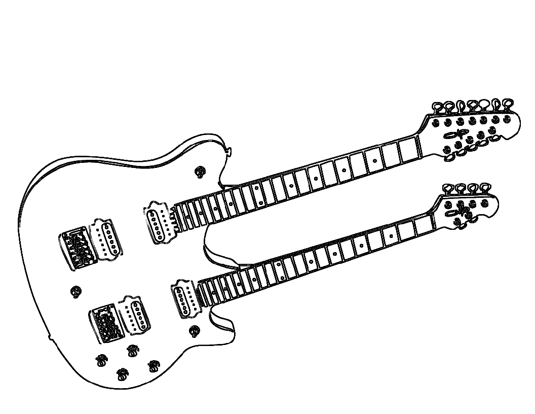 guitarra doble para colorear