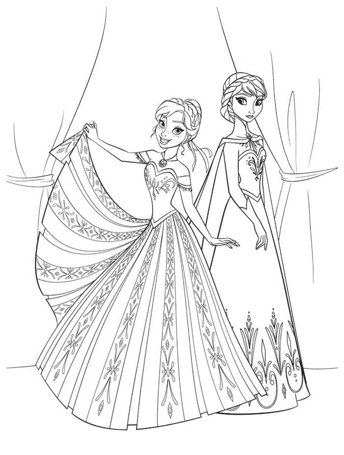 Elsa y Anna para colorear, imprimir y pintar