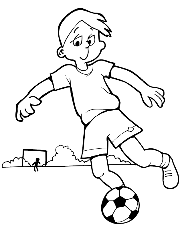 nino jugando futbol para colorar