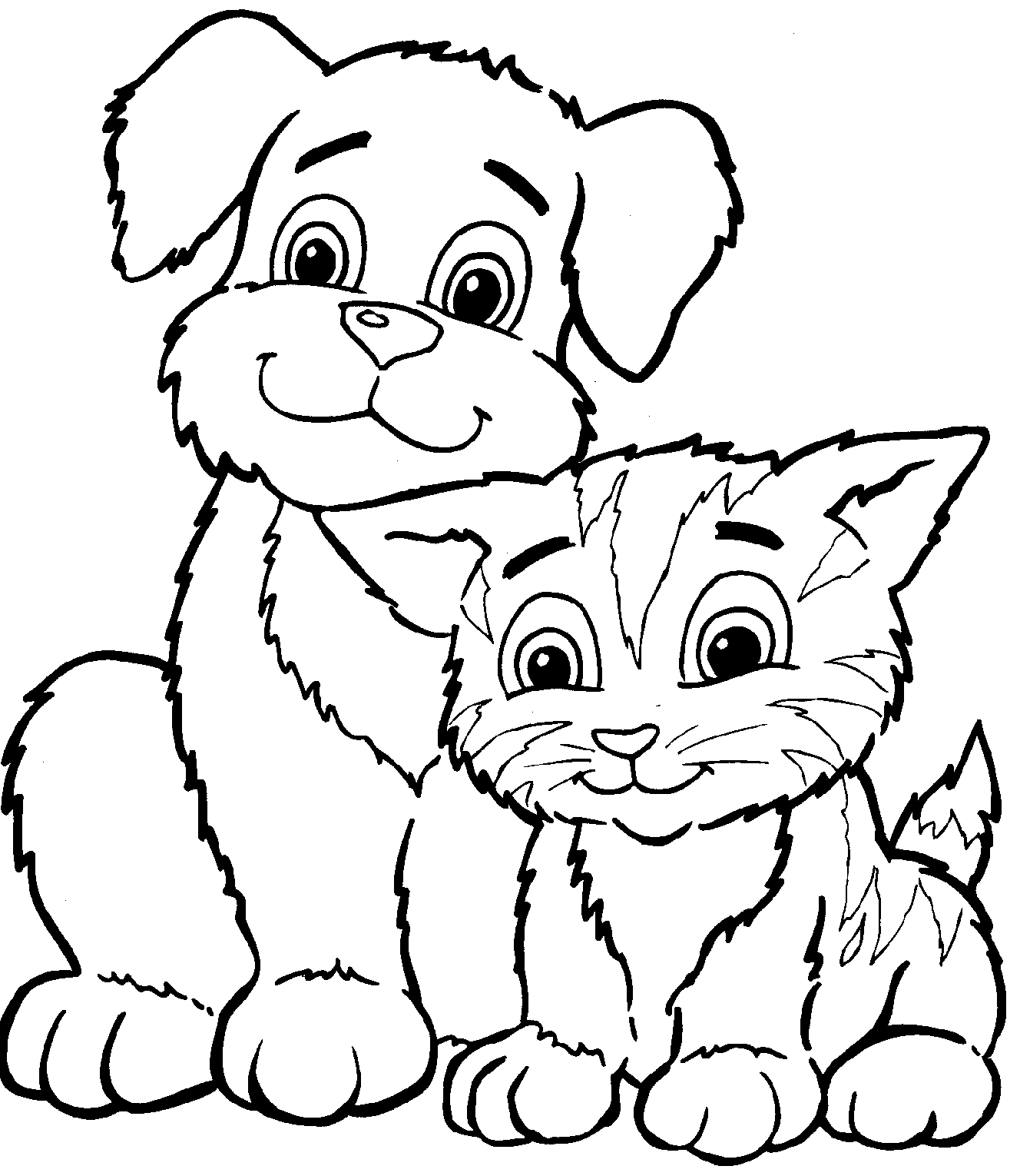 dibujo de perro y gato para colorear